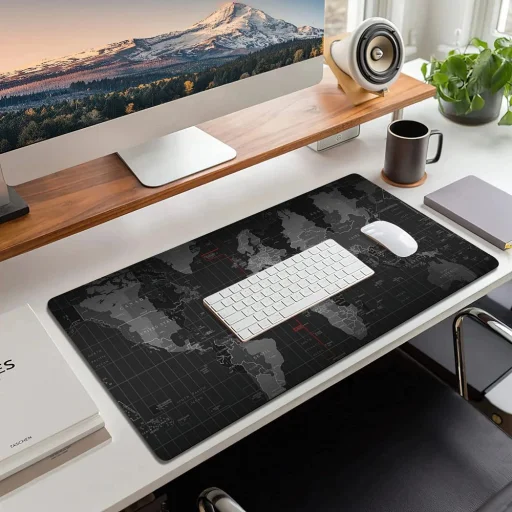 Egér / billentyűzet pad "Világtérkép" 30 x 80 x 2 mm RC-K-1073 fekete - 9