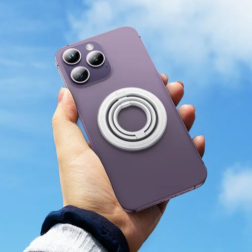 HOCO mágneses telefontartó gyűrű GH2 ezüst magsafe - 3