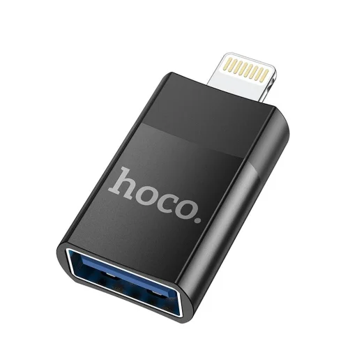 HOCO OTG átalakító USB A (anyay) - Lightning 8-pin apa UA17 fekete - 1
