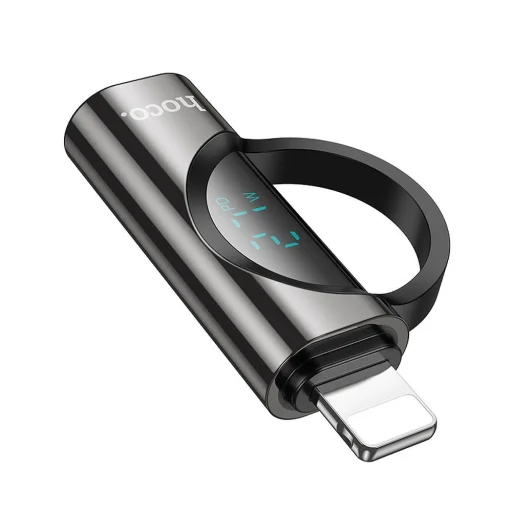 HOCO adapter Lightning (férfi) Type C (női) digitális kijelzővel 2,4A 27W UA32B fekete - 2