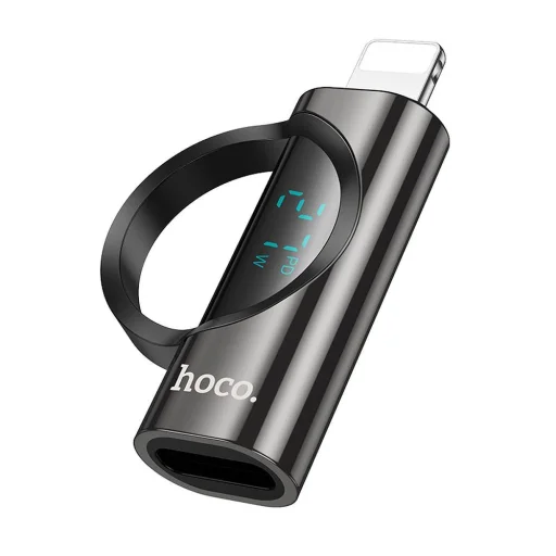 HOCO adapter Lightning (férfi) Type C (női) digitális kijelzővel 2,4A 27W UA32B fekete - 1