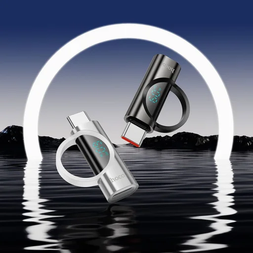 HOCO adapter Type C (hím) - Lightning (női) digitális kijelzővel 3A 60W UA32A ezüst - 4