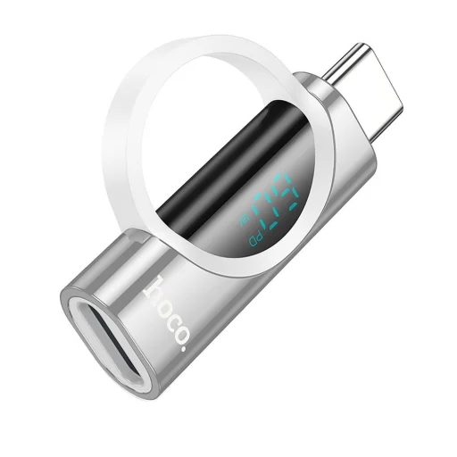 HOCO adapter Type C (hím) - Lightning (női) digitális kijelzővel 3A 60W UA32A ezüst - 6