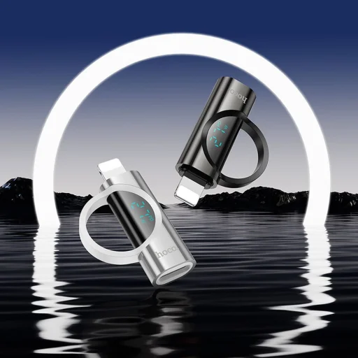 HOCO adapter Lightning (apa) - Type C (anya) digitális kijelzővel 2,4A 27W UA32B ezüst - 5