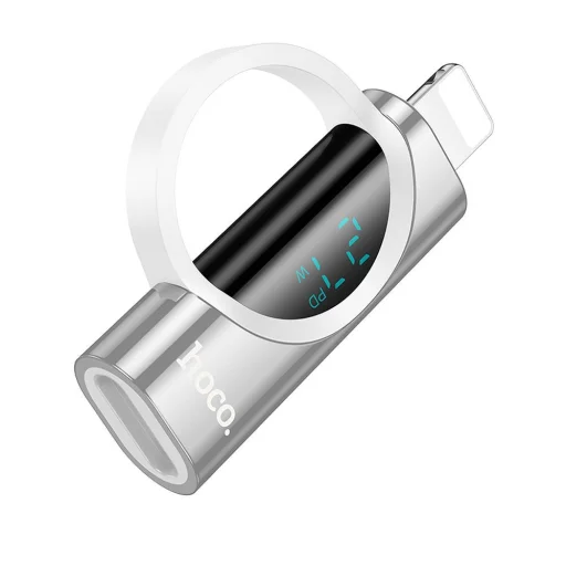 HOCO adapter Lightning (apa) - Type C (anya) digitális kijelzővel 2,4A 27W UA32B ezüst - 6