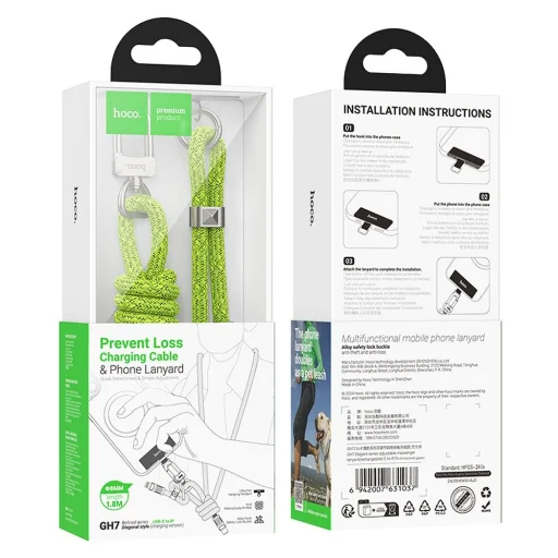 HOCO nyakpánt formájú kábel Type C - Lightning PD 20W GH7 1,8 m fluoreszkáló zöld - 3