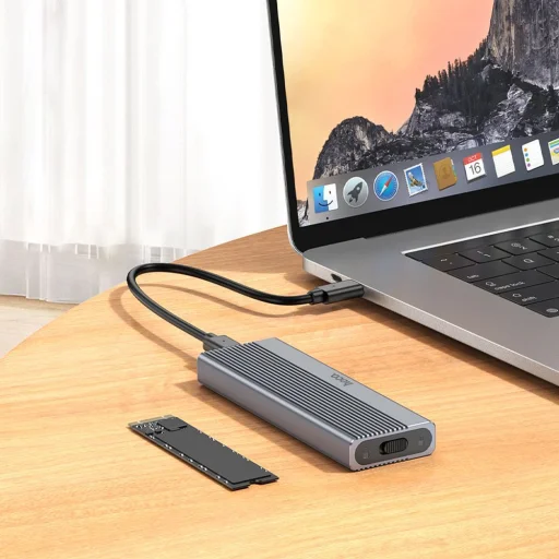 HOCO adapter HUB Type C SSD lemezhez USB3.2 / 10GBps HB47A fém szürke - 3