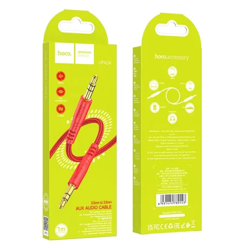 HOCO 3,5 mm-es JACK kábel (férfi) - JACK 3,5 mm (férfi) UPA24 1 m piros - 5