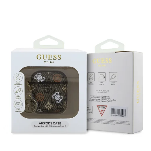 Guess PU 4G Peony Charm tok AirPods 1/2 Brown - 3