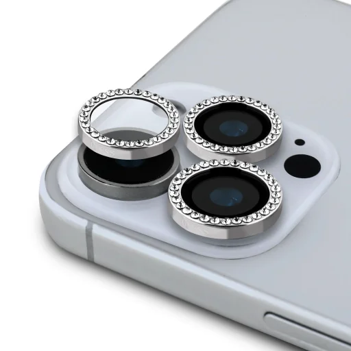 iPhone 16 Pro/16 Pro Max Ezüst Guess Fix Glitter védőüveg üvegfólia - 1