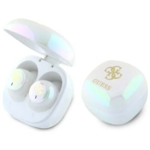 GUESS vezeték nélküli fülhallgató Bluetooth TWS GUTWSJ144ESH (Mini Iridescent 4G Printed Logo) fehér, - 1