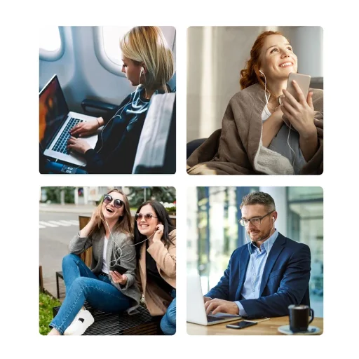 Choetech OC-A011 USB-C Fülbe helyezhető fejhallgató 1,2m - Fehér tok - 7