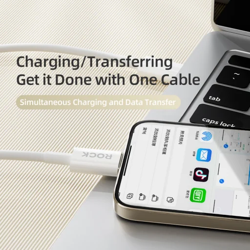 Rock Cable P8 Basic sorozat - Type C to Type C - PD 60W 3A 1 méter fehér - 3