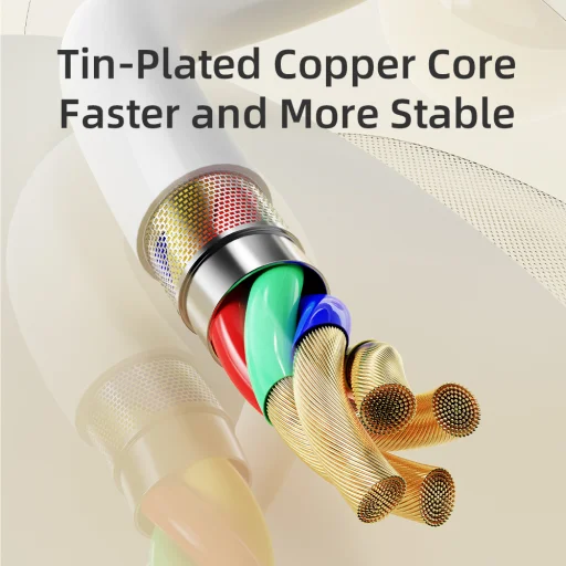 Rock Cable P8 Basic sorozat - Type C to Type C - PD 60W 3A 1 méter fehér - 7