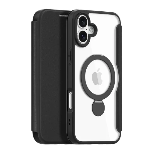 Dux Ducis Skin X Pro iPhone 16 tok MagSafe kompatibilitással, flippel és állvánnyal - Fekete tok - 2