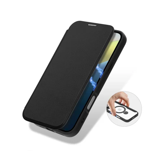 Dux Ducis Skin X Pro iPhone 16 tok MagSafe kompatibilitással, flippel és állvánnyal - Fekete tok - 10