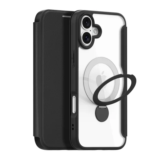 Dux Ducis Skin X Pro iPhone 16 tok MagSafe kompatibilitással, flippel és állvánnyal - Fekete tok - 1