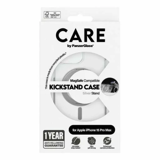 CARE by PanzerGlass Kitámasztható Tok MagSafe iPhone 15 Pro Max - ezüst - 4