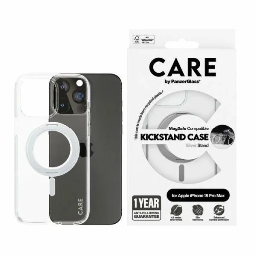 CARE by PanzerGlass Kitámasztható Tok MagSafe iPhone 15 Pro Max - ezüst - 1