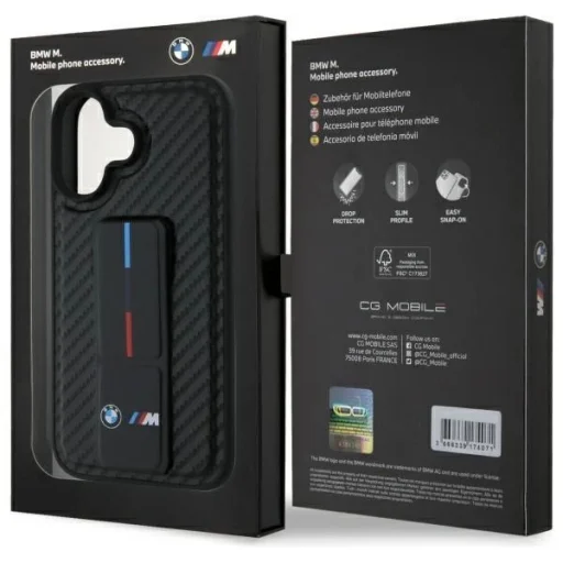  iPhone 16 fekete BMW M Grip Stand Smooth és Karbon tok - 8