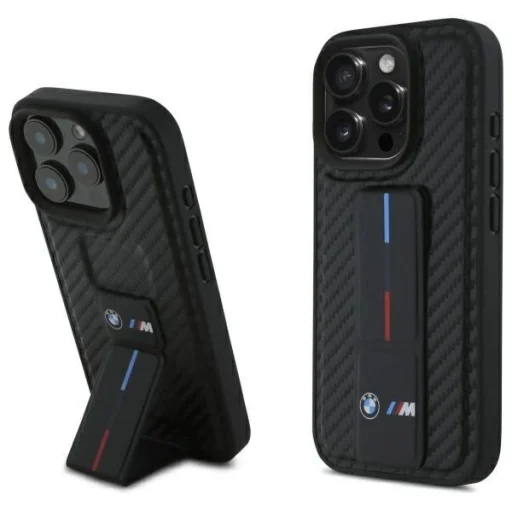  iPhone 16 Pro Max fekete BMW M Grip Stand Smooth és Carbon tok - 1