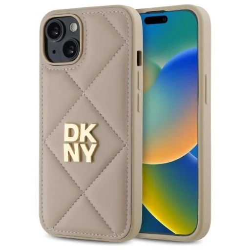  iPhone 14 Bézs DKNY Steppelt Stack Logo tok - 1