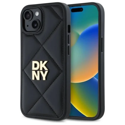  iPhone 14 Fekete DKNY Quilted Stack Logo tok - 1