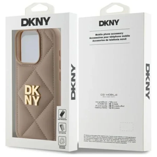  iPhone 15 Pro Max DKNY Quilted Stack Logo tok - Bézs - 7