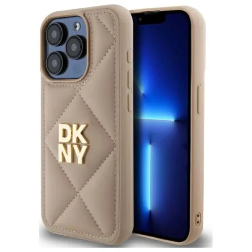  iPhone 15 Pro Max DKNY Quilted Stack Logo tok - Bézs - 1