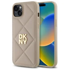  iPhone 15 Plus DKNY Steppelt Logó tok - Bézs