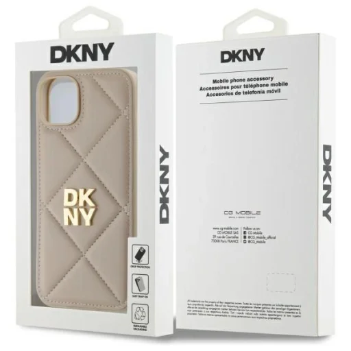  iPhone 15 Plus DKNY Steppelt Logó tok - Bézs - 8