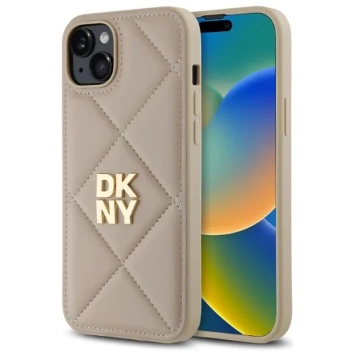  iPhone 15 Plus DKNY Steppelt Logó tok - Bézs - 1