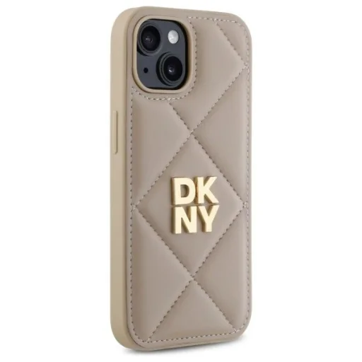  iPhone 15 Bézs DKNY Steppelt Logós tok - 4