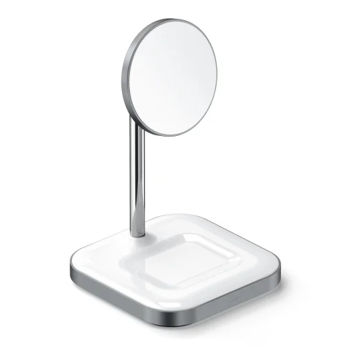 Satechi Alumínium 2 az 1-ben Mágneses Vezeték Nélküli Töltőállvány (iPhone 12/13, AirPods Pro, USB-C kábel mellékelve) - Fehér - 8