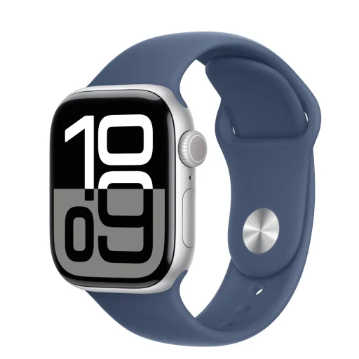 Apple Watch S10 GPS 42mm Ezüst Alumínium Tok Denim Sport Szíjjal - S/M - 1