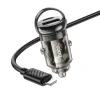 HOCO nabíjačka do auta USB-A + Type-C + kábel Type-C na Lightning PD QC3.0 3A 30W Z53A čierna thumbnail