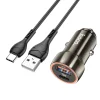 HOCO autós töltő USB A + Type C + kábel USB A - Type C PD QC3.0 3A 20W Z46A szürke thumbnail