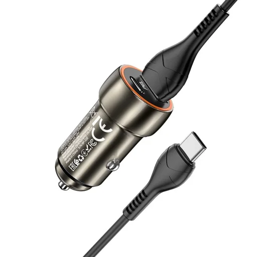 HOCO autós töltő USB A + Type C + kábel USB A - Type C PD QC3.0 3A 20W Z46A szürke - 5
