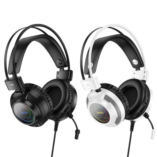 HOCO vezetékes fejhallgató USB A + Jack 3,5 mm mikrofonnal gaming W110 2 m fekete, - 6