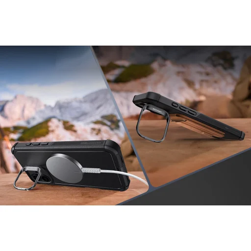  iPhone 16 Plus Fekete ESR Cyber Tough tok állvánnyal (HaloLock) - 2