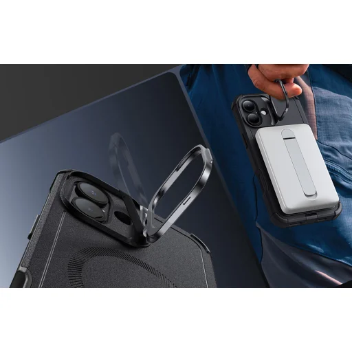  iPhone 16 Plus Fekete ESR Cyber Tough tok állvánnyal (HaloLock) - 4