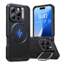  iPhone 16 Pro Max Fekete ESR Cyber Tough tok Stash Standdel (HaloLock)