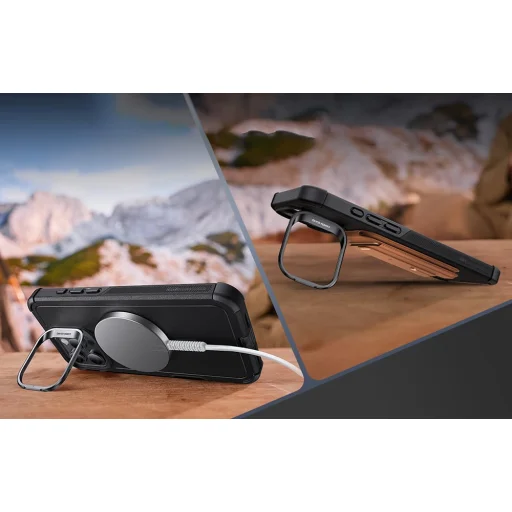  iPhone 16 Pro Max Fekete ESR Cyber Tough tok Stash Standdel (HaloLock) - 4