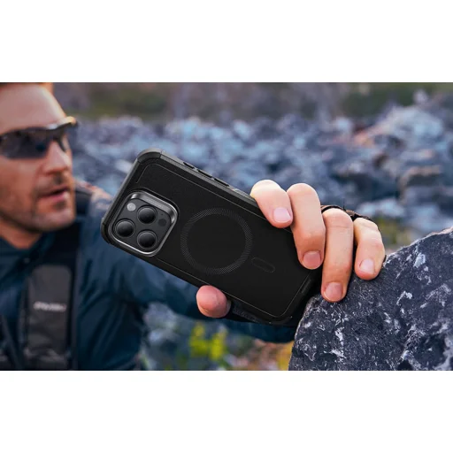  iPhone 16 Pro Max Fekete ESR Cyber Tough tok Stash Standdel (HaloLock) - 5