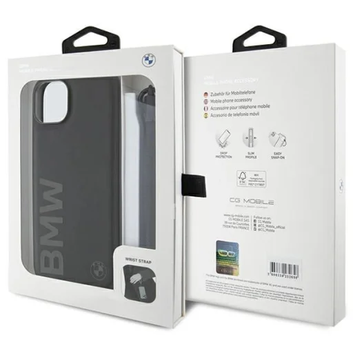  iPhone 15 Plus / 14 Plus fekete BMW Signature Leather Wordmark Cord tok - 7