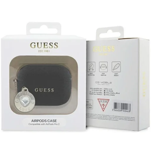 Guess GUAP2PGEHCDK tok AirPods Pro 2-höz - fekete Fixed Glitter Heart Diamond Charm - 4