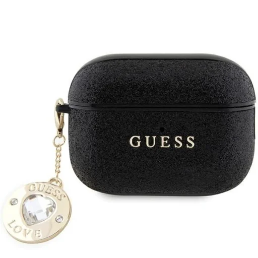Guess GUAP2PGEHCDK tok AirPods Pro 2-höz - fekete Fixed Glitter Heart Diamond Charm - 1