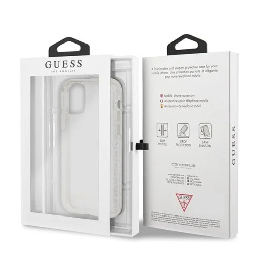 Guess GUHCN65PCGLSI iPhone 11 Pro Max ezüst/ezüst kemény tok Glitter tok - 7