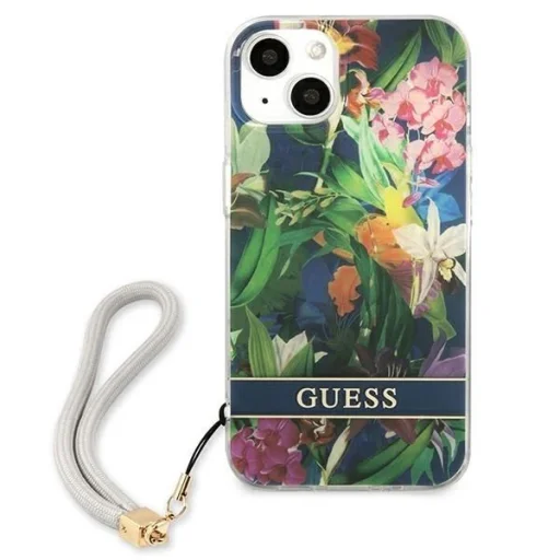 Guess GUHCP13SHFLSB iPhone 13 mini 5.4" kék/kék keménytok Flower Strap - 3