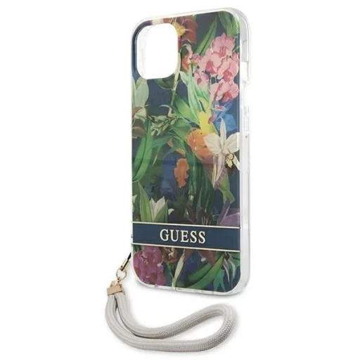 Guess GUHCP13SHFLSB iPhone 13 mini 5.4" kék/kék keménytok Flower Strap - 5